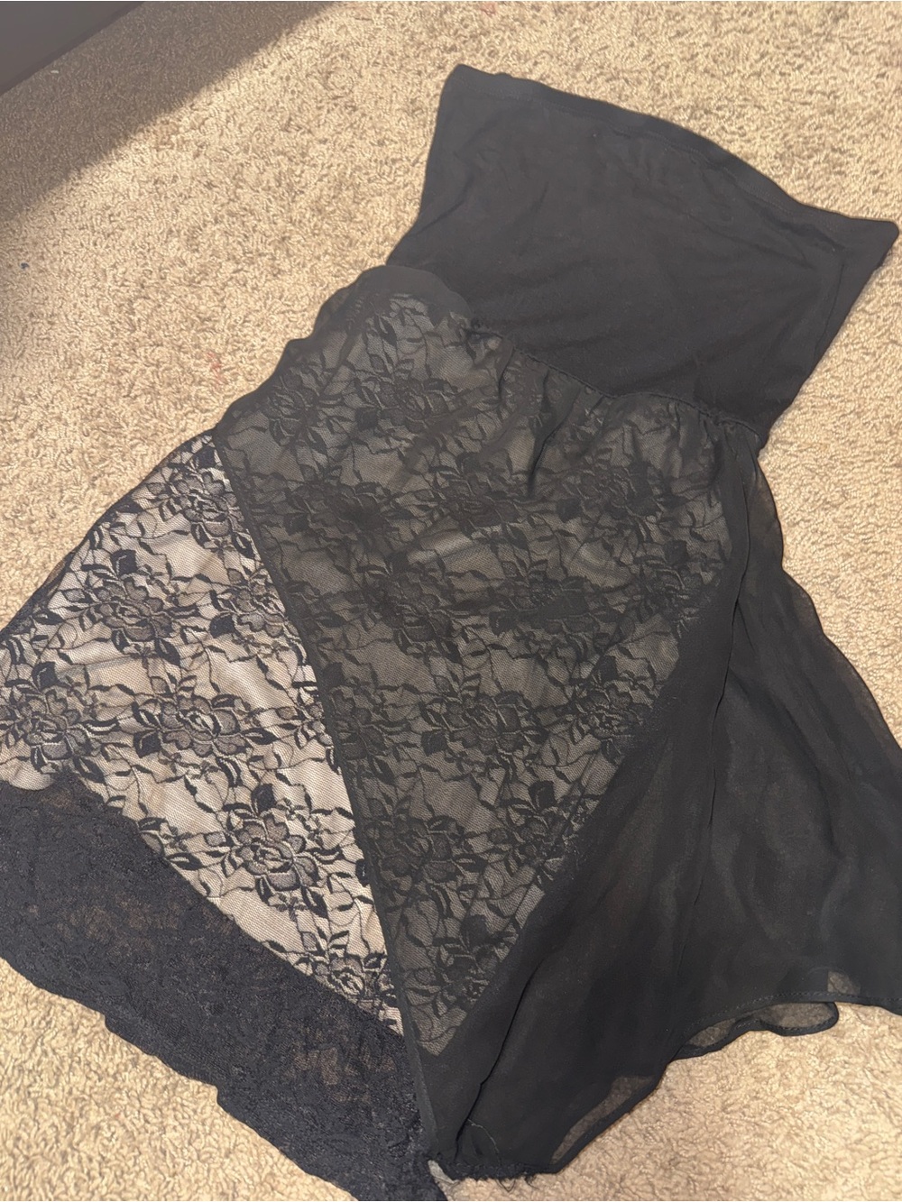 Black Lace-Overlay Strapless Slip Dress - Women Intimates